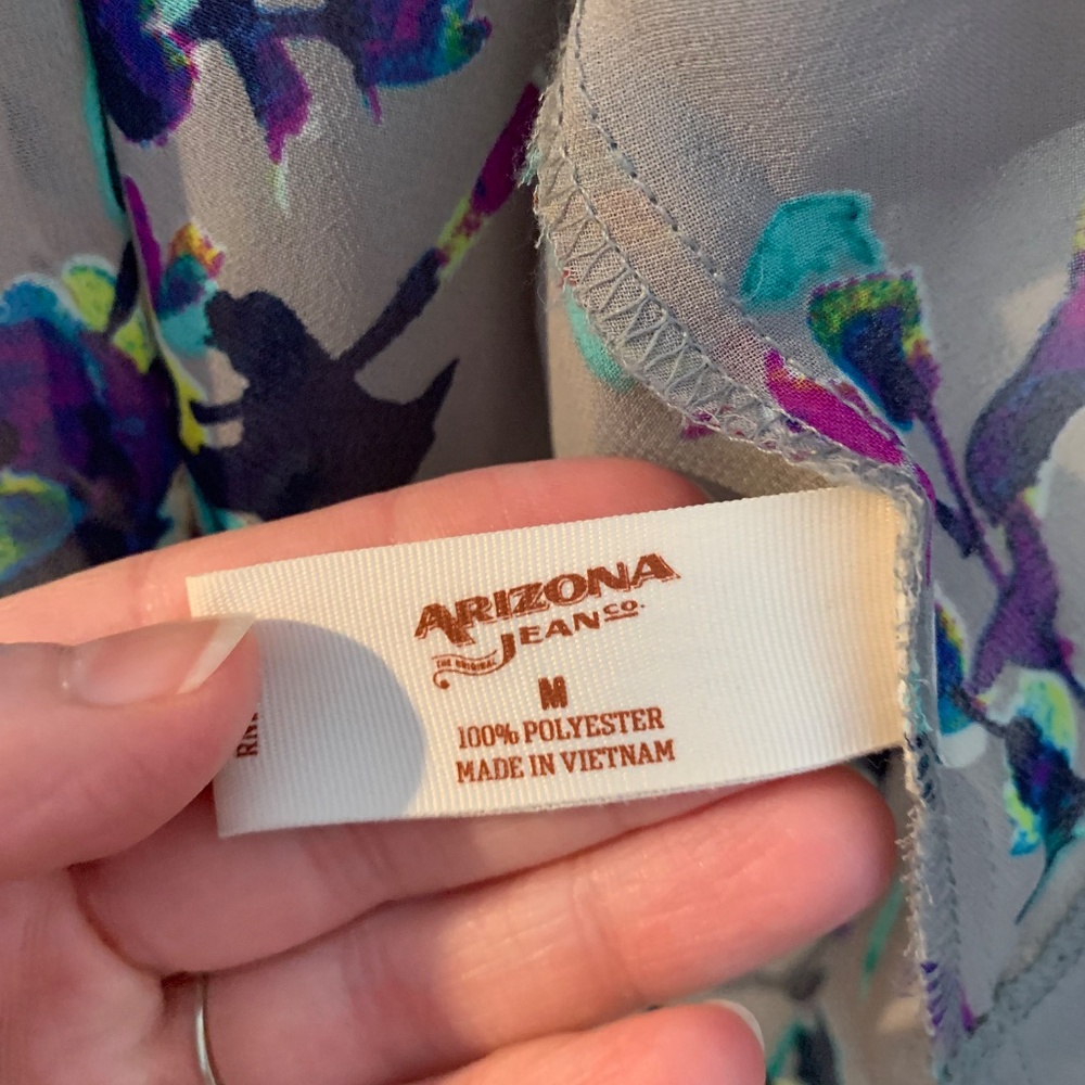 ARIZONA Floral Beach Coverup Size Medium Multicolor Travel Vacation Resortwear - Picture 6 of 9
